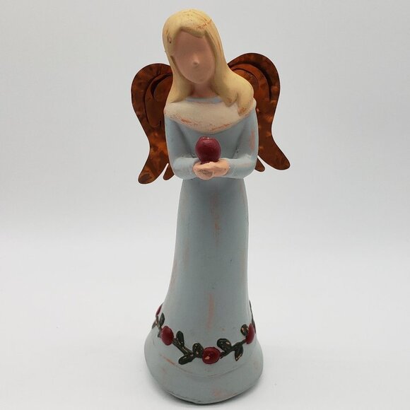Mind Spring Gentle Souls Wooden 2002 Wisdom Angel Copper Winged Figurine AS IS - Picture 1 of 9